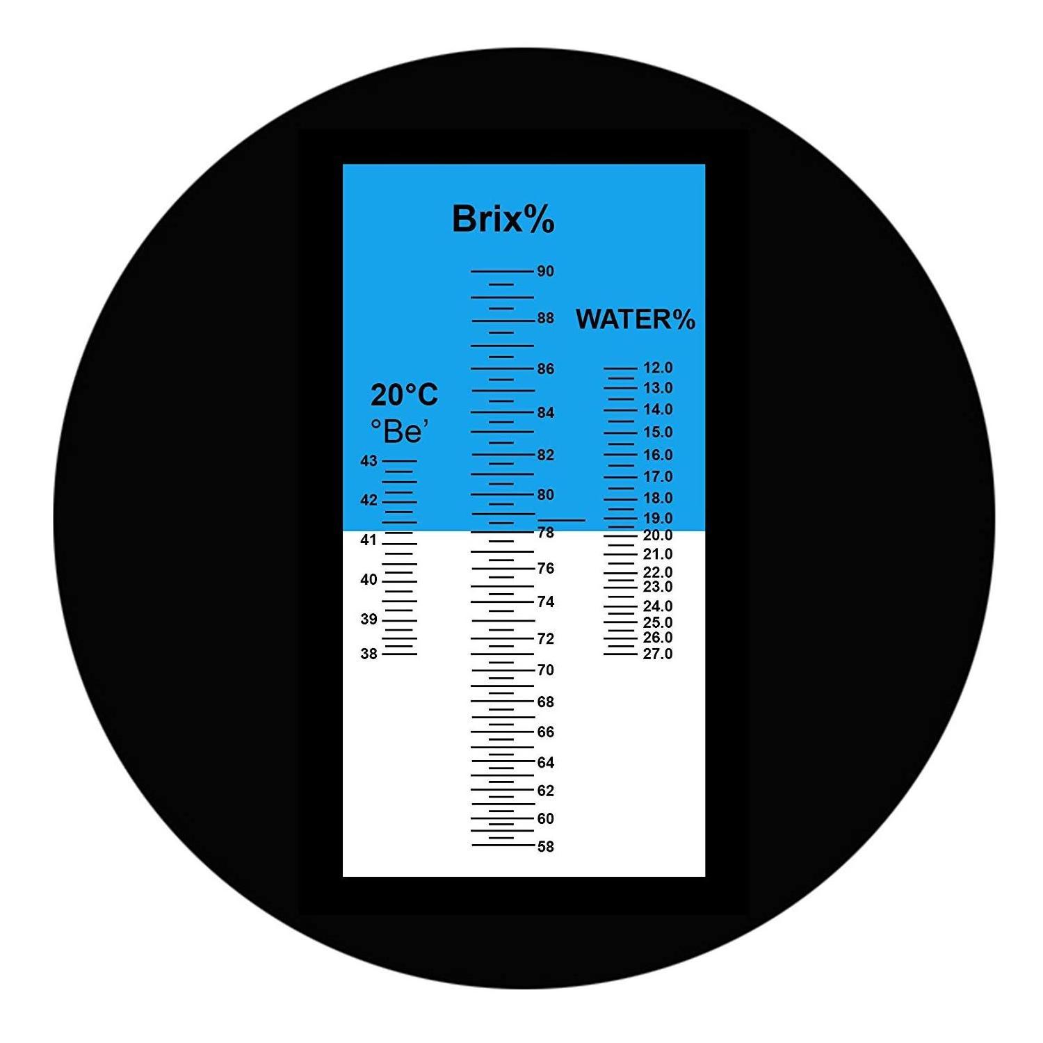 Tri-Scale 58-90%/12-27%/38-43Be Honey Refractometer Brix/Moisture/BeTester Meter Sugar Water Content Level