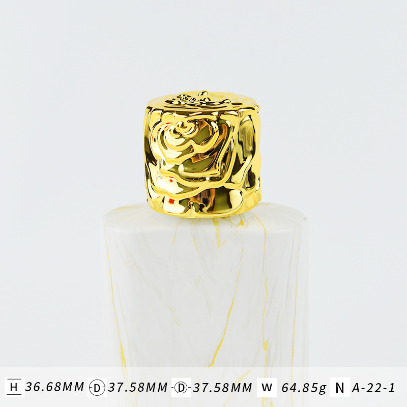 animal head lid cap perfume bottles gold cap flower rectangular metal zamac zinc alloy round perfume cap magnetic with buckle