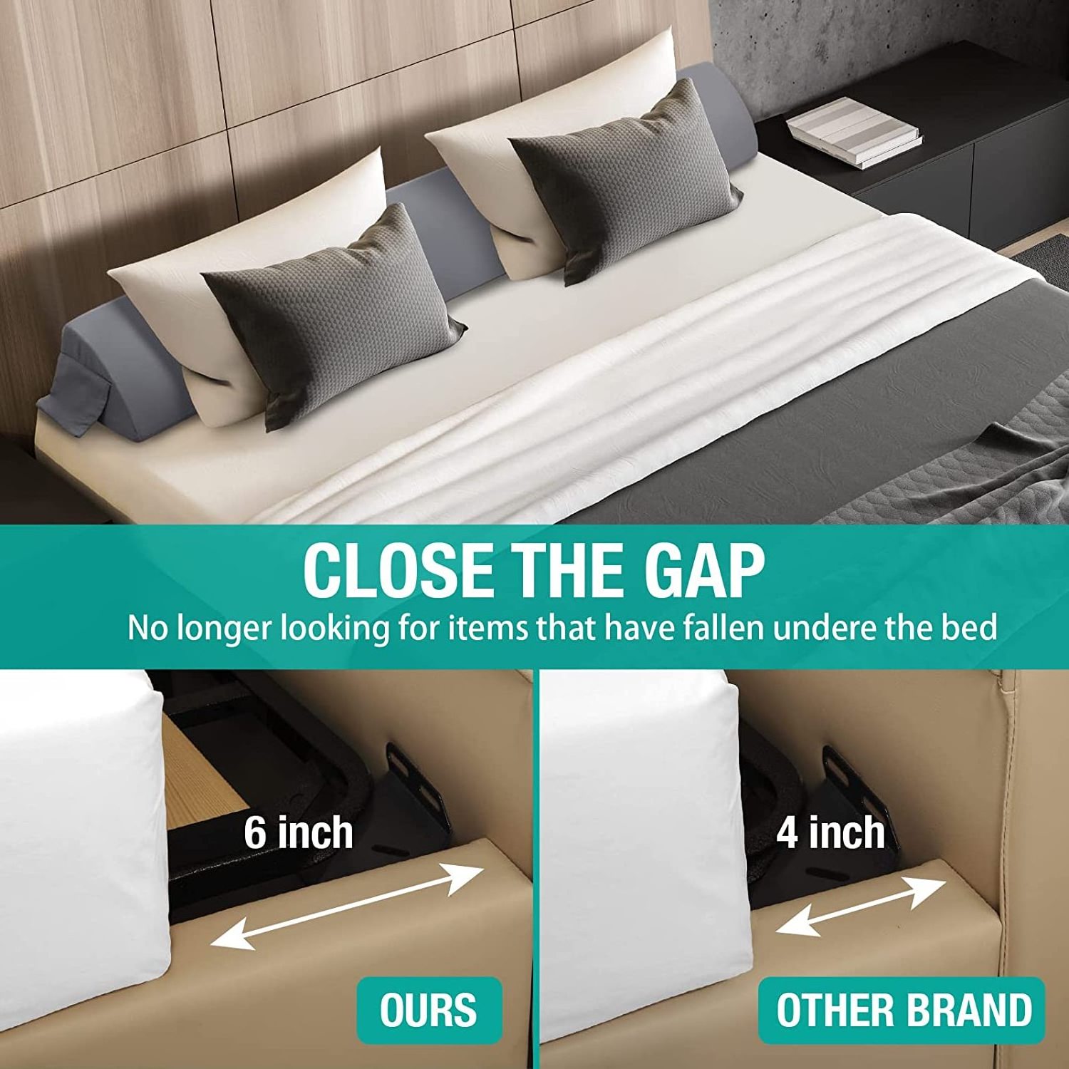 Headboard Pillow Mattress Wedge Bed Gap Filler Between Your Mattress and Headboard