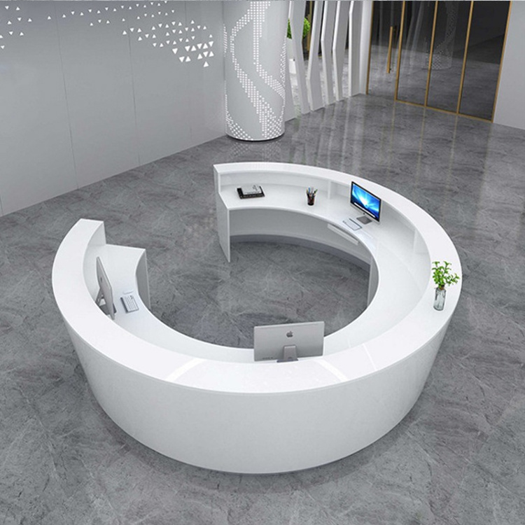 Marble Circular Round Reception Desk Commercial Furniture Gym Salon Front Counter Shopping Mall Customer Service Counter