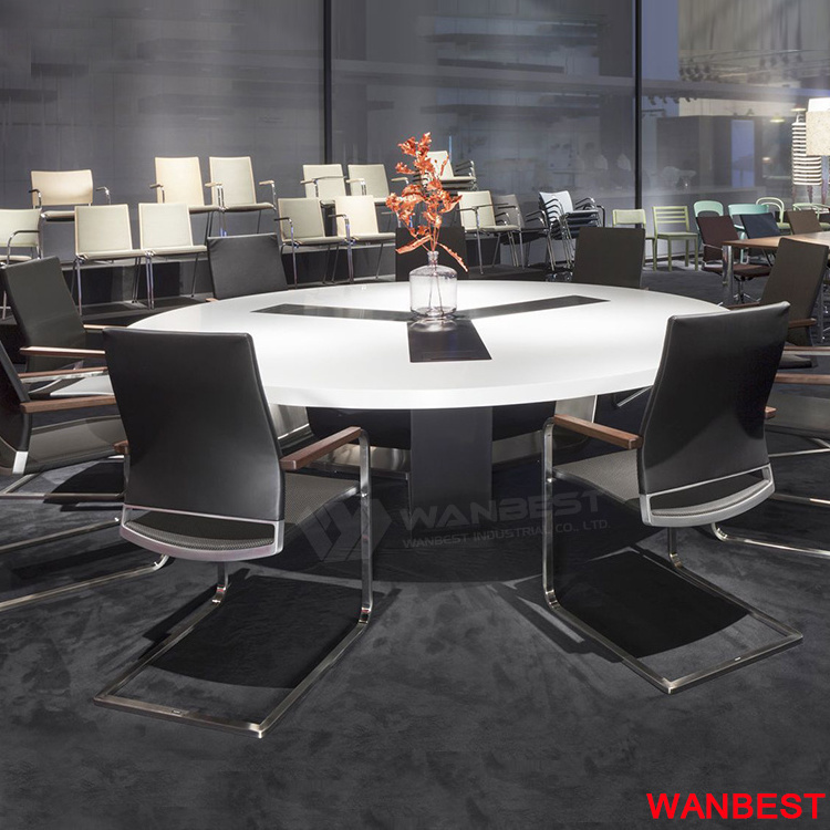 Luxury Modern  Marble Top Round Office Conference Room Table White Circular Meeting Table and Chair