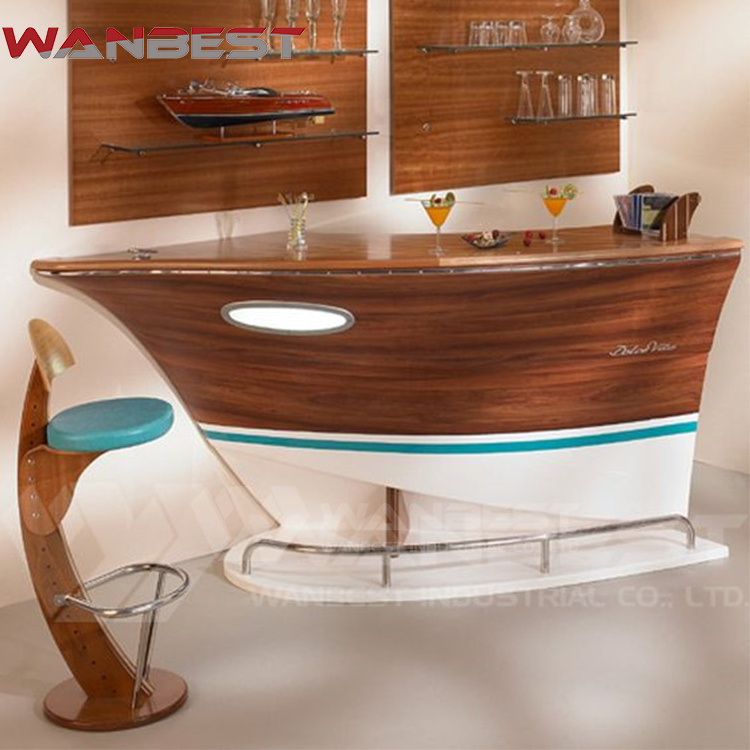 luxury design wine commercial mini boat shape solid wood home restaurant bar counter