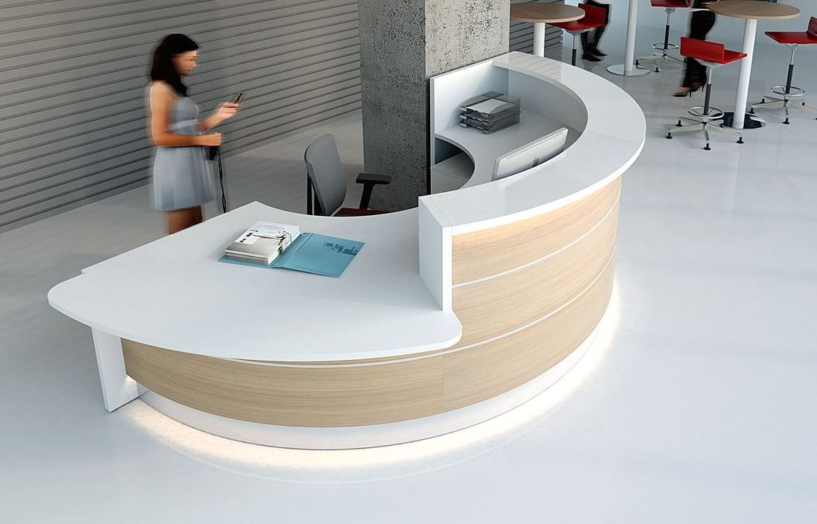 Custom made half round marble reception desk curved semi circular reception desk white luxury office hotel front counter desk