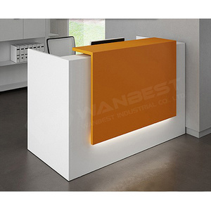 Customize Counter Check Out Desk LED Light Curved SPA Beauty Salon Small Reception Desk