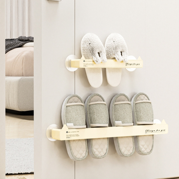 Short Traceless Wall Mounted Bathroom Slipper Rack Drainage Storage Shelf