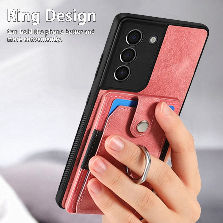 Dropshipping For Samsung Galaxy S21+ 5G Retro Skin-feel Ring Card Wallet Phone Case