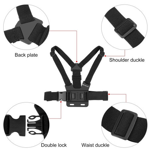 Dropshipping Wholesale PULUZ 5 in 1 Adjustable Body Belt Chest Strap Mount with Phone Clamp