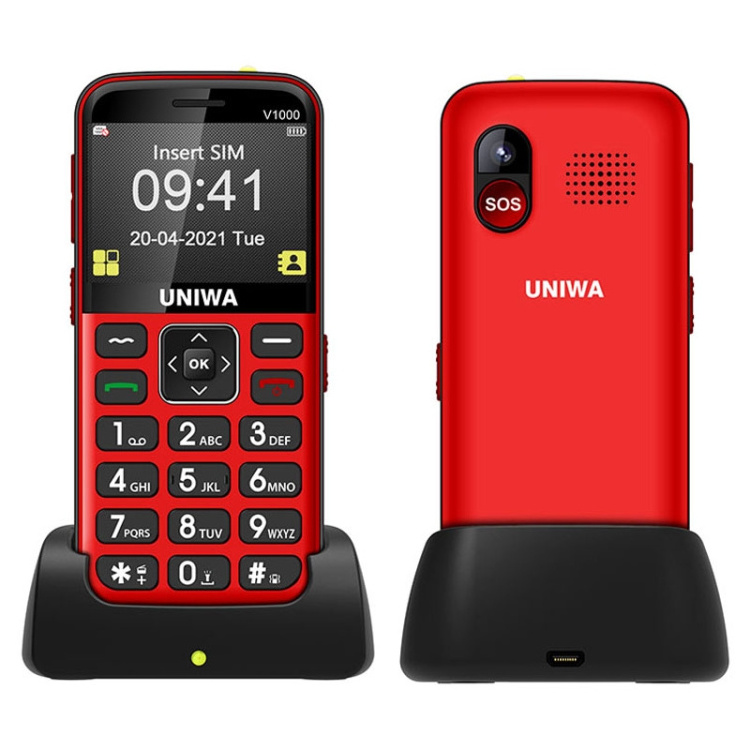 UNIWA V1000 4G Elder Mobile Phone, 2.31 inch 1800mAh Battery Design for Parent, Support FM, MP3, MP4, SOS, Torch,