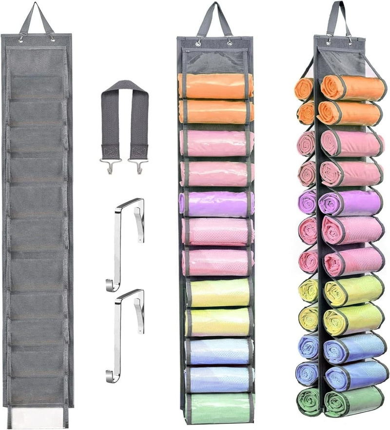 Double-Sided 24 Grids Storage Hanging Bag Hanging Storage Closet Behind Door Storage Organizer