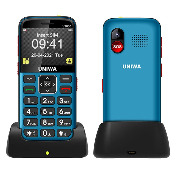 UNIWA V1000 4G Elder Mobile Phone, 2.31 inch 1800mAh Battery Design for Parent, Support FM, MP3, MP4, SOS, Torch,