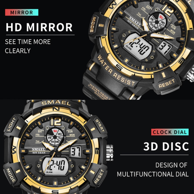 SMAEL 8045 Outdoor Waterproof Time Sports Luminous Dual Display Smart Watch