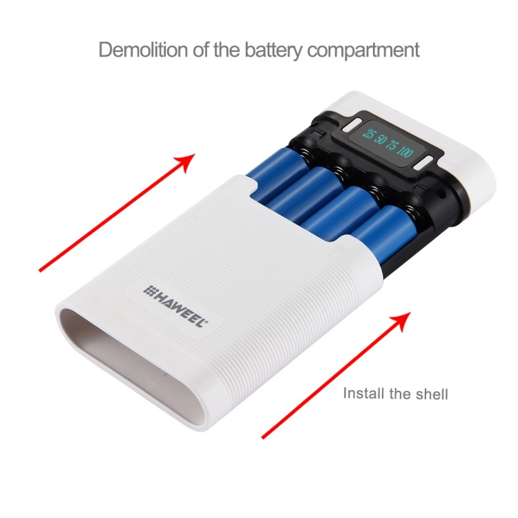 Factory HAWEEL DIY 4x 18650 Battery (Not Included) 12000mAh Dual-way QC Charger Power Bank Case