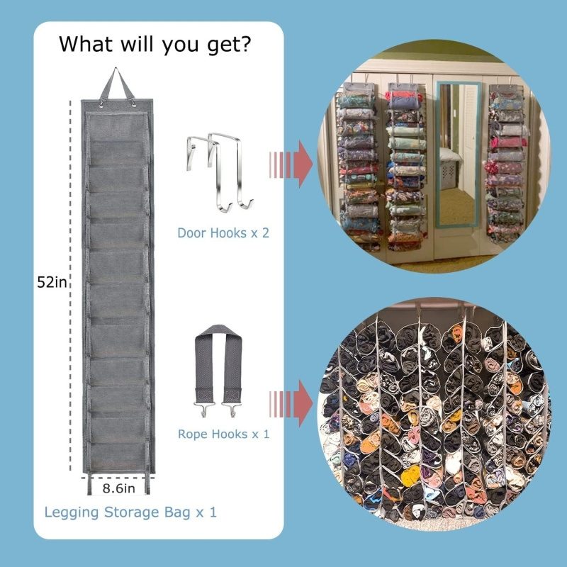 Double-Sided 24 Grids Storage Hanging Bag Hanging Storage Closet Behind Door Storage Organizer