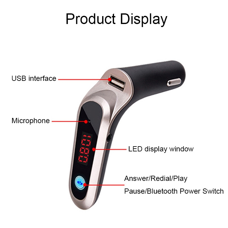 S7 Wireless Car Charger Smart Digital Display Music Player Calling Car Charger