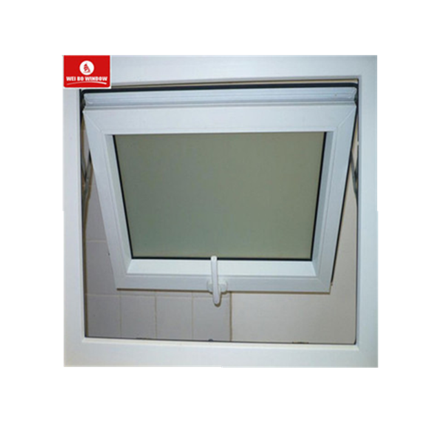 Small size frosted glass bathroom PVC top hung/awning window