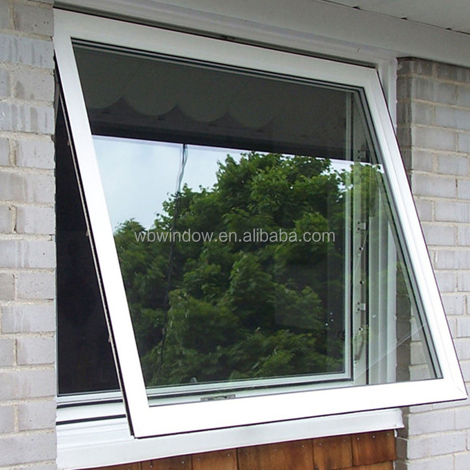 Small size PVC awning window for the toilet UPVC frosted glass top hung window