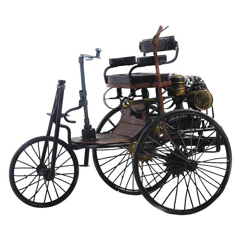 1886 Vintage Children Car Metal Crafts 1886 Year Yellow Black Antique Car Model 1:18 Children Toys Birthday Gift Home Decoration