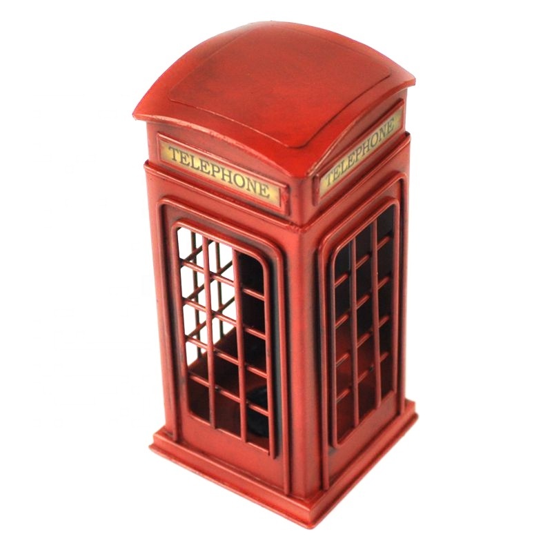 Metal Red British English Public London Red Telephone Booth For Sale Coin Bank Saving Pot Piggy Bank