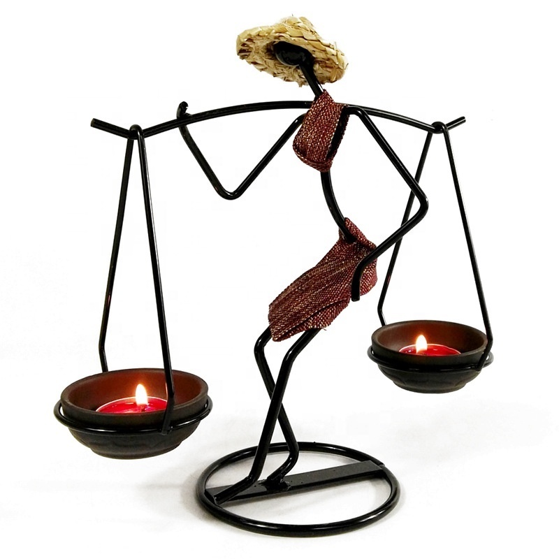 Figure Iron Candle Holder Wrought Iron Metal Candlestick Creative Women Candle Stand Party Wedding Home Decoration European