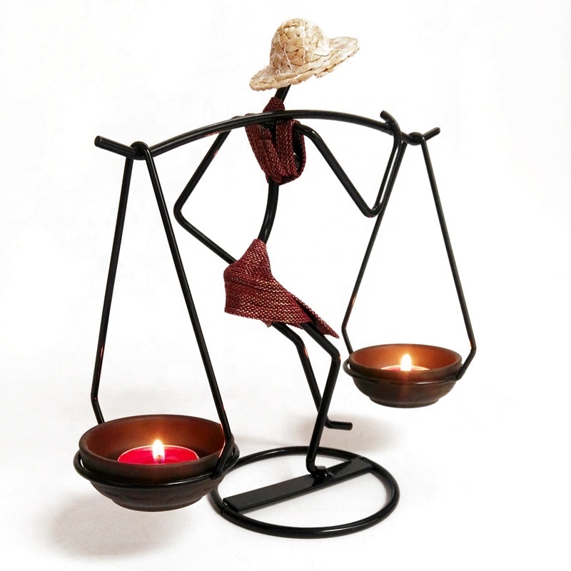 Figure Iron Candle Holder Wrought Iron Metal Candlestick Creative Women Candle Stand Party Wedding Home Decoration European