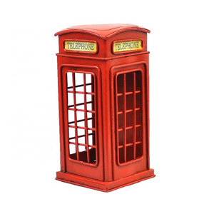 London Red Antique Telephone Booth For Sale Coin Bank Office Decoration Metal Craft Home Pub Office Restaurant Decoration