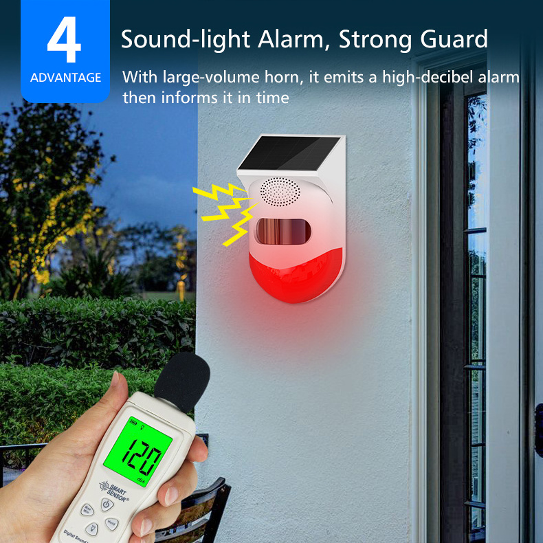 TUYA WIFI LED Flash Security Alert Outdoor Weather Resistant Motion Sensor Detector Wireless Driveway Alarm with DIY Sound