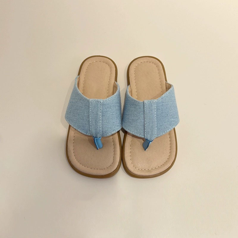 Korean Design Summer Children Flip Flops Shoes Solid Color Casual Kids Girl Flat Slippers