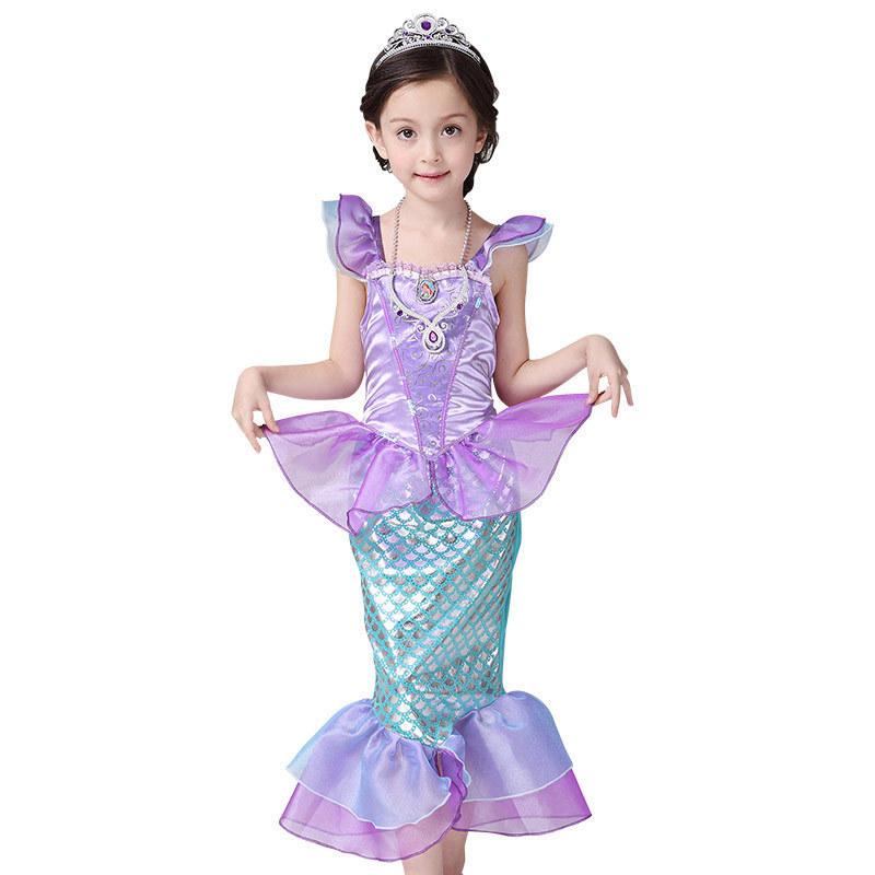 New Fashion Summer Children Costume Dress Birthday Party Mermaid Princess Girl Dress