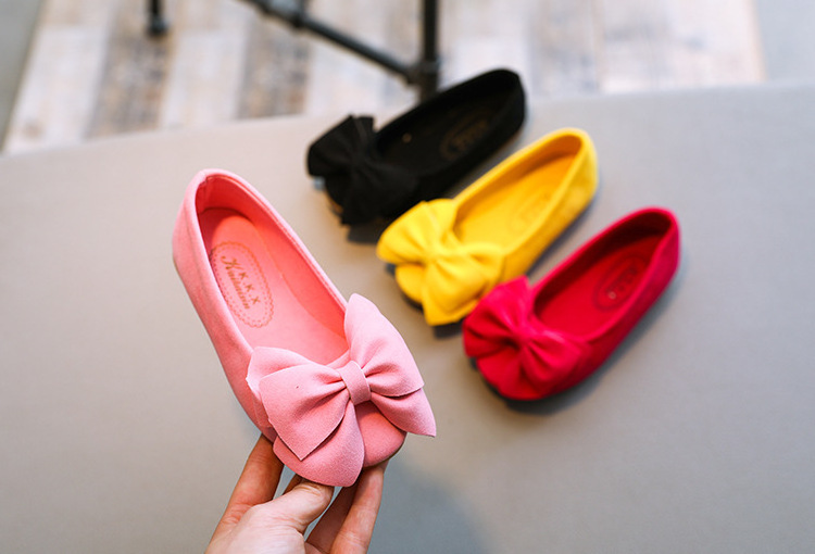 New Boutique Kids Shoes Spring Autumn Solid Color Bow Soft Sole Princess Baby Girl Flat Dress Shoes