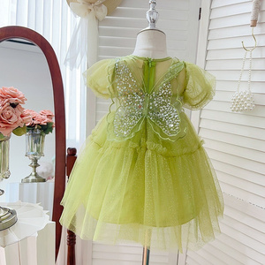 Boutique Summer Short Sleeve Baby Bubble Skirt Sweet Tulle Princess Birthday Party Girl Dress