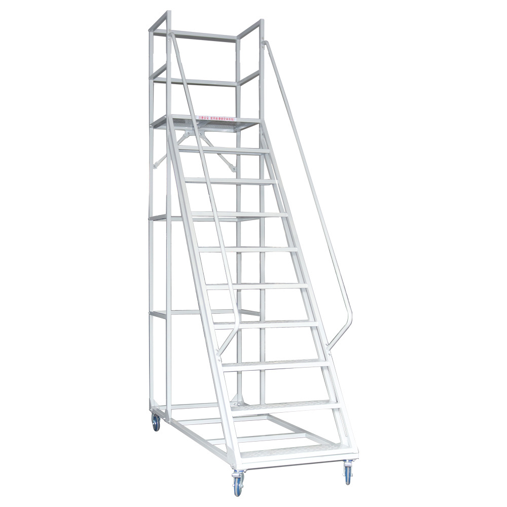 Wholesale New Product Portable 9 Steps 2.5m Platform Warehouse Climbing Ladder With Armrests