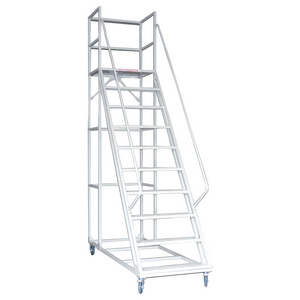 Wholesale New Product Portable 9 Steps 2.5m Platform Warehouse Climbing Ladder With Armrests