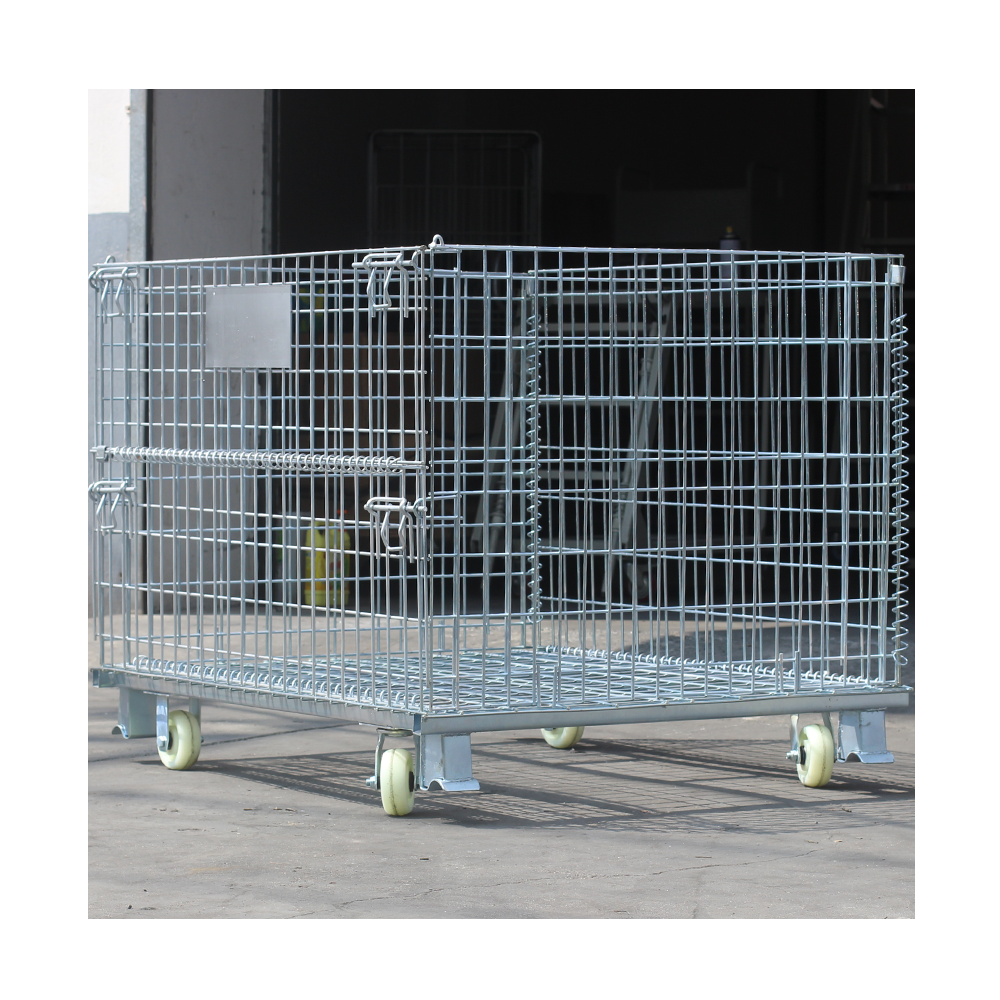 Quality Guarantee Collapse Wire Stillage Stackable Pallet Storage Cages For Supermarkets