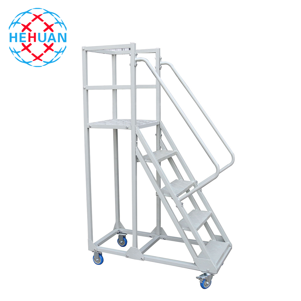 Customizable Height 1.2m Library Supermarket Industrial Working Platform Ladder With Armrests