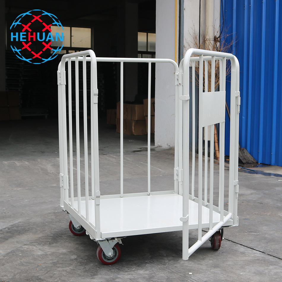 4 Universal Wheel Logistics Carts Multifunction Storage Trolley with Shelves Caddy Cage Trolley