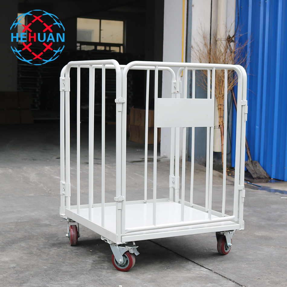 4 Universal Wheel Logistics Carts Multifunction Storage Trolley with Shelves Caddy Cage Trolley