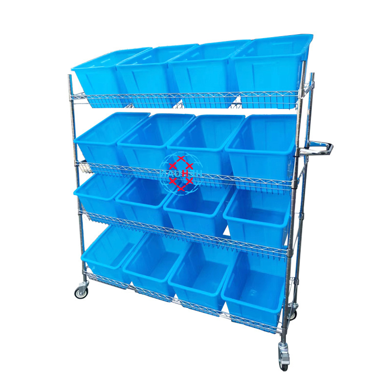 Wholesale High Quality Portable Storage Rack Chrome Wire Shelving Four Layer Shelf