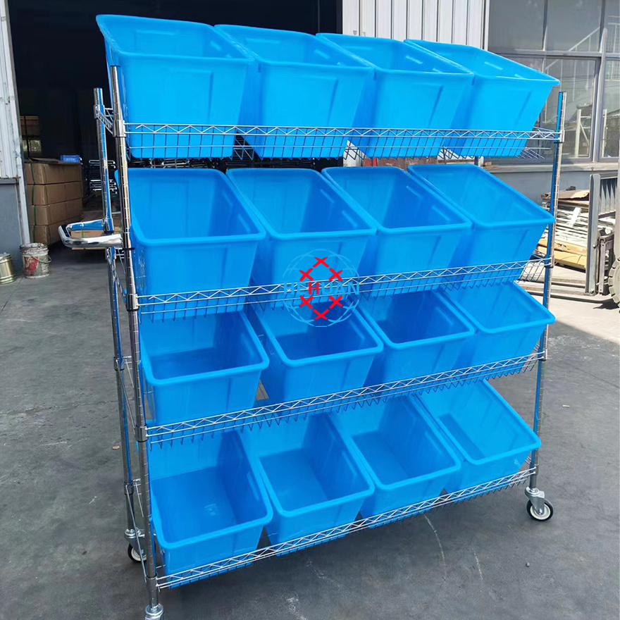 Wholesale High Quality Portable Storage Rack Chrome Wire Shelving Four Layer Shelf