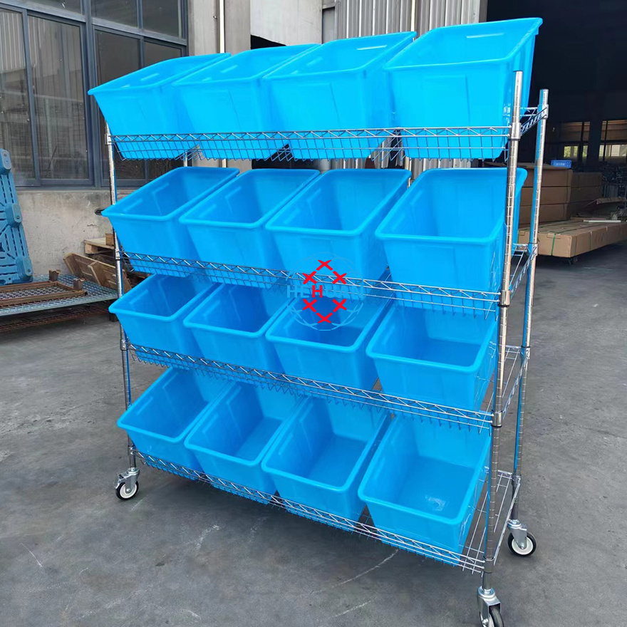 Wholesale High Quality Portable Storage Rack Chrome Wire Shelving Four Layer Shelf