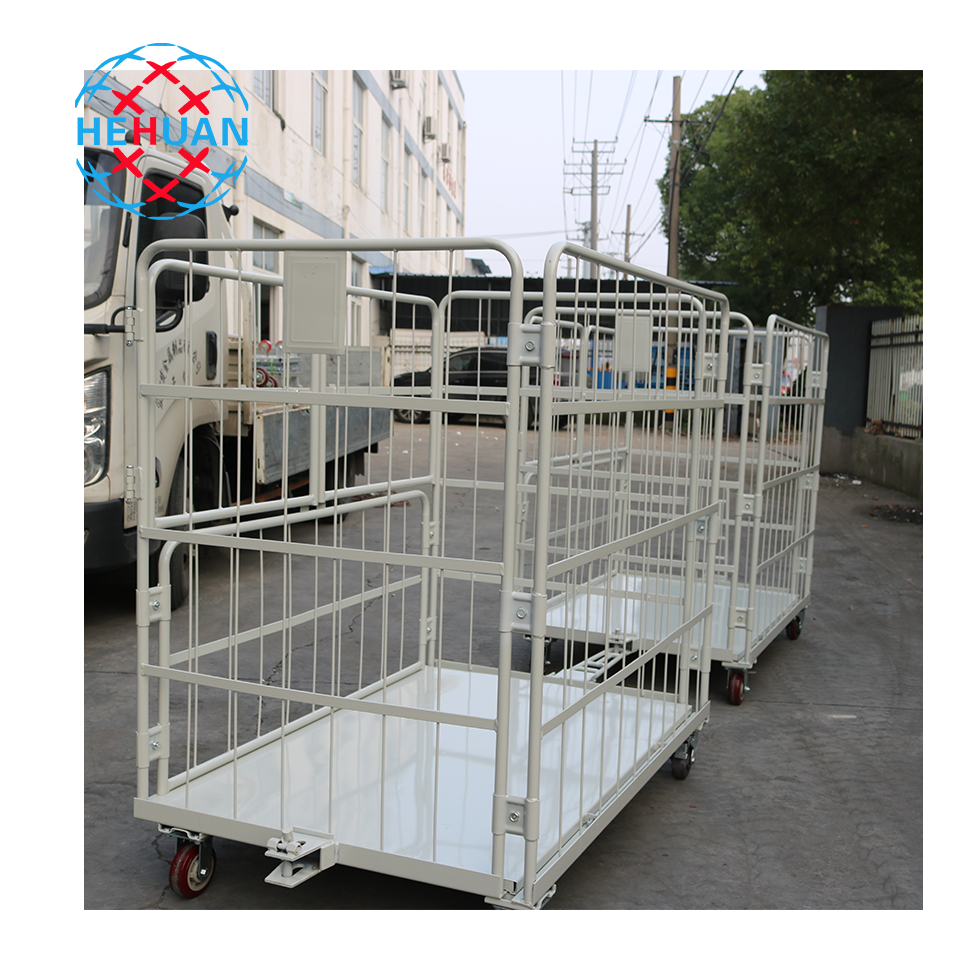 Support Customized Services Movable Metal Utility Storage Cage Moving Logistics Trolley With Wheels