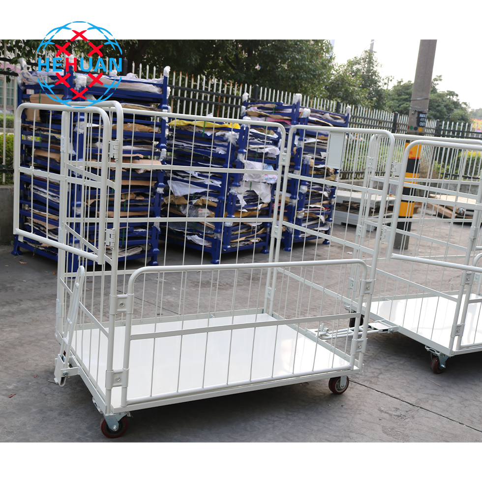 Support Customized Services Movable Metal Utility Storage Cage Moving Logistics Trolley With Wheels