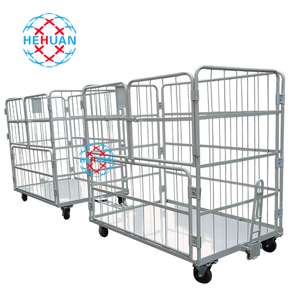 Support Customized Services Movable Metal Utility Storage Cage Moving Logistics Trolley With Wheels