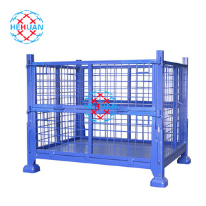 Foldable Stackable Mesh Cage Removable Pallet Container Wire Mesh Cage Stillage