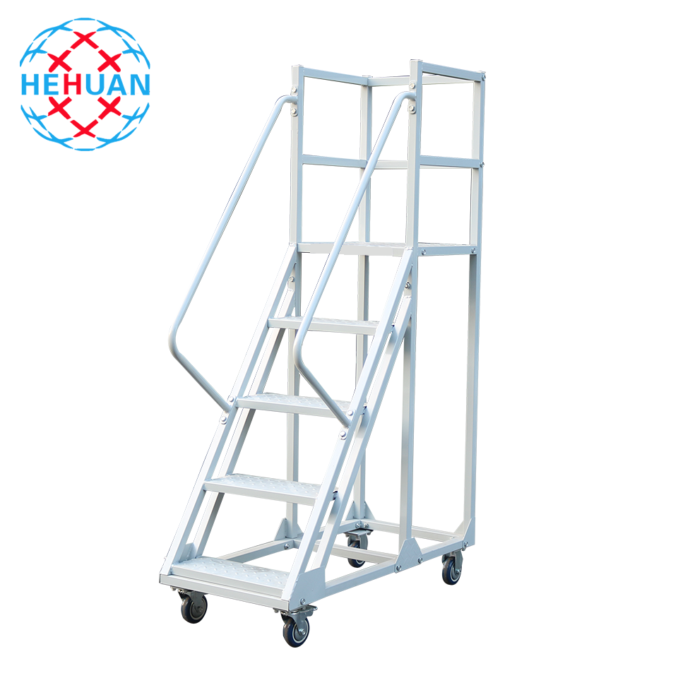 Customizable Height 1.2m Library Supermarket Industrial Working Platform Ladder With Armrests