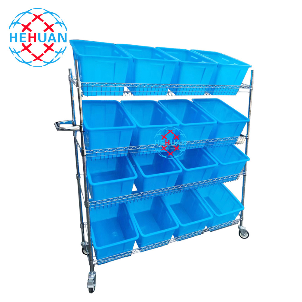 CE Approved High Quality Shelving Unit Heavy Duty 4 Tier Chrome Metal Rack Wire Shelf