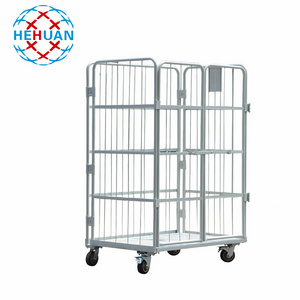 Professional Galvanized 4 Doors No Top Tools Storage Trolley Warehouse Foldable Storage Trolley