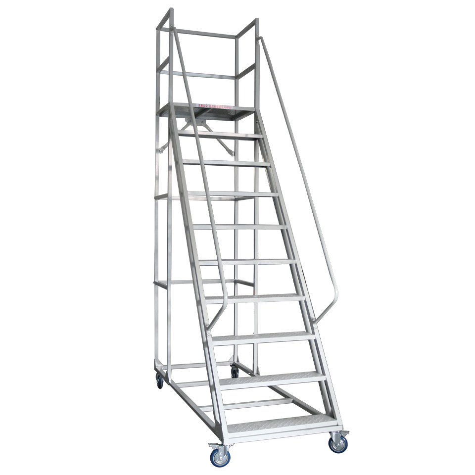 Wholesale New Product Portable 9 Steps 2.5m Platform Warehouse Climbing Ladder With Armrests