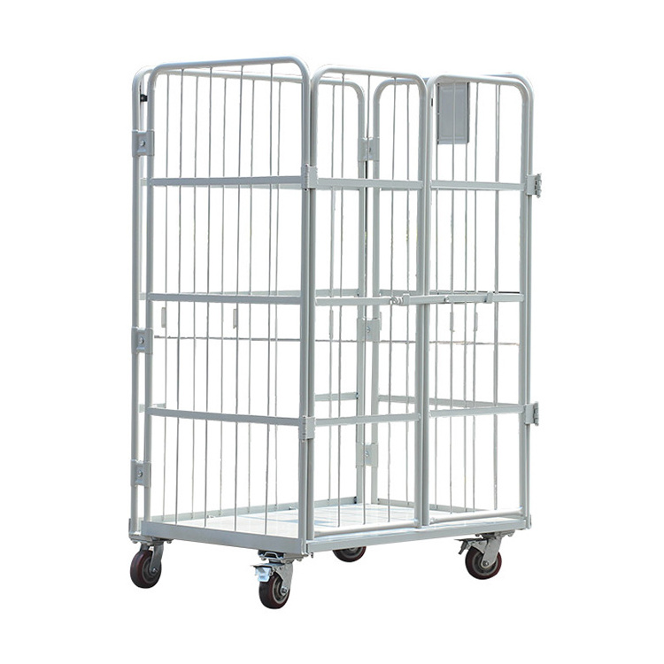 Professional Galvanized 4 Doors No Top Tools Storage Trolley Warehouse Foldable Storage Trolley