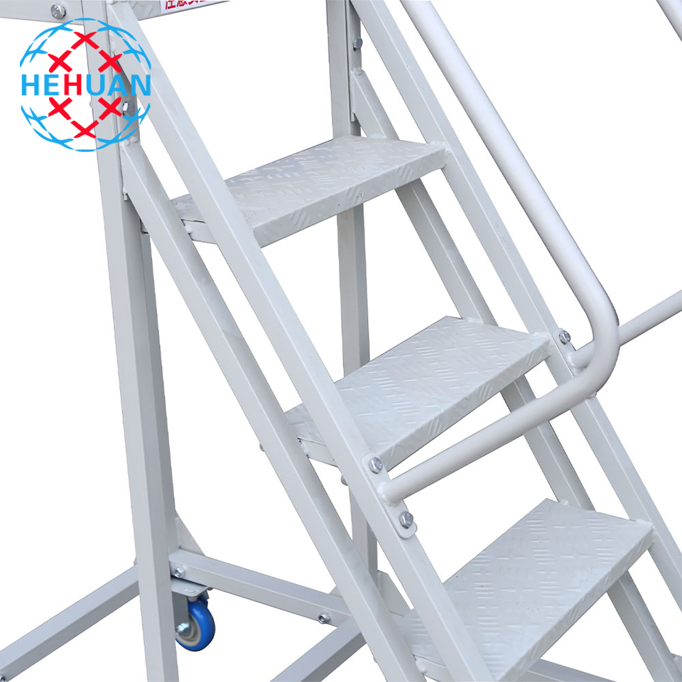 Customizable Height 1.2m Library Supermarket Industrial Working Platform Ladder With Armrests