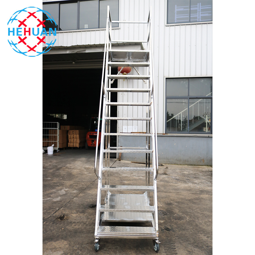 Custom Logo Multi-Purpose Detachable Step 3m Warehouse Safety Rolling Platform Ladder